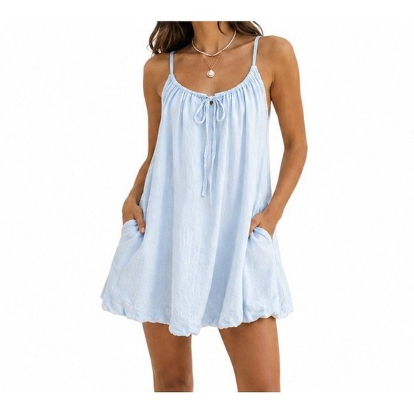 Free People Dresses & Skirts - Free People Rae Linen Blend Mini Dress Small Cottage Coastal Beachy Resort